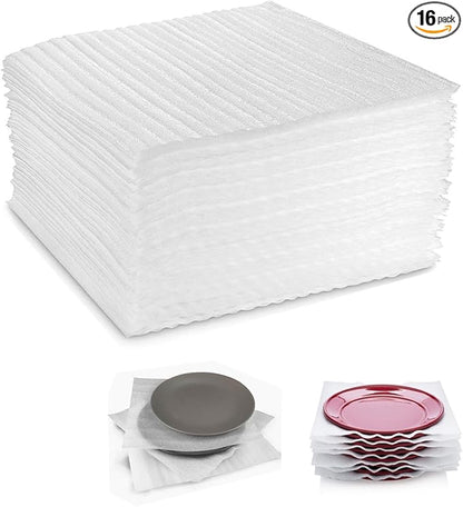 Foam Wrap Cushion Sheets12x12 Inch, 50 Pack Safely Wrap to Protect Dishes, Glasses, Plates and Fragile Items for Moving Boxes - White