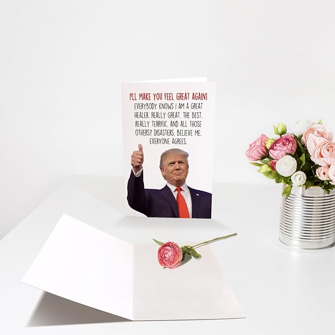 Chenive Trump Get Well Card for Him Her, Funny Donald Trump Get Well Soon Card for Friends, Humorous Speedy Surgery Recovery Card for Men Women, Encouragement Card, Support Card