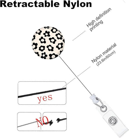 Flower Badge Reels Holder Retractable with ID Clip for Nurse Name Tag Card Nursing for Doctor Teacher Student Employee Office Medical Work 1