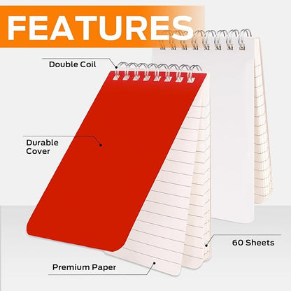 Pocket Notebook Bulk 3x5 Inch, 42 Packs Mini Top Bound Spiral Notepad, Memo Pads 6 Colored 60Sheets/120Pages (80GSM), Small Notepads for Listing, Planning, Note Taking