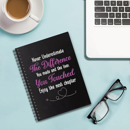 Never Underestimate the Difference You Made 160 Blank Pages Spiral Notebook, Leaving Gift for Coworker, Retirement Gift for Colleague, Farewell Gift for Friend, Appreciation Gift for Employee