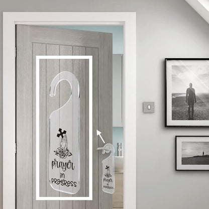 Do Not Disturb Door Sign Engraved Acrylic Hanger Handle Home Decor Acrylic Banner Acrylic Hanging Sign Door Plaque Handmade Office Hanging Sign Prayer In Progress