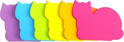 Cute Cat Sticky Notes 6 Color Bright Colorful Sticky Pad 75 Sheets/Pad Self-Sticky Note Pads