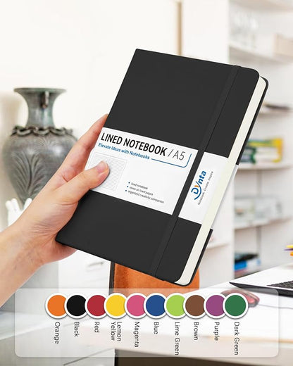 Hardcover Journal Notebooks, 10 Packs A5 Lined Journals Bulk for Writing 200 Pages/100Sheets, 8.4 x 5.8 inch, Classic Ruled Notebook for Work/Travel/College/Note Taking(Black)