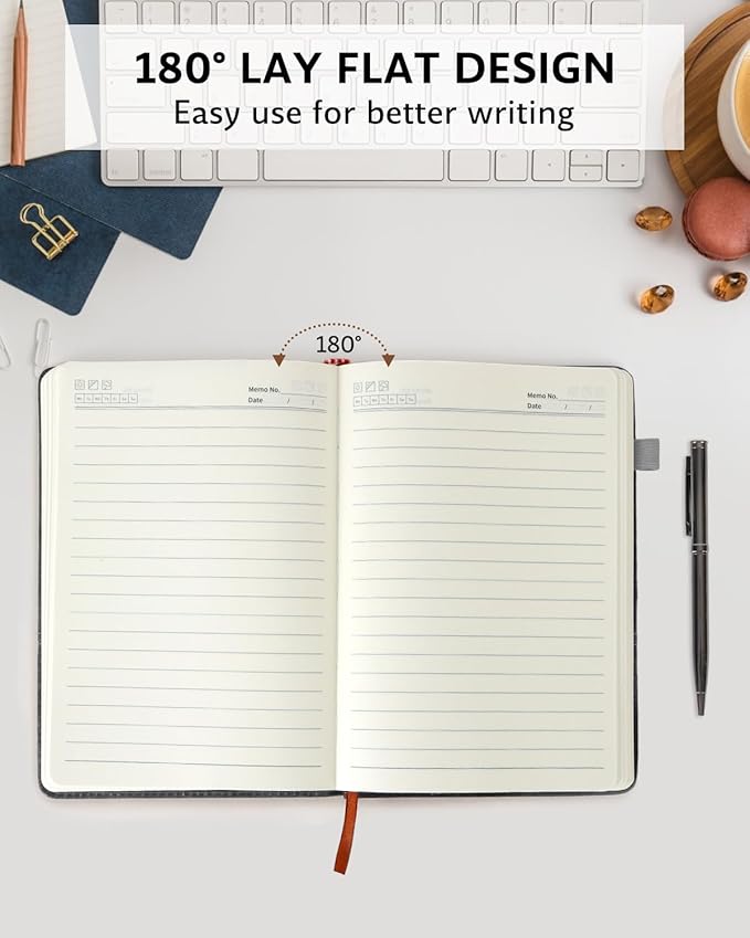 Leather Notebook Journal with Pen, A5 Lined Hardcover Notebook with Magnetic Closure, 240 Pages Daily Journal for Men Women, Ruled Journals Notebooks for Work, Writing, Note Taking - Black