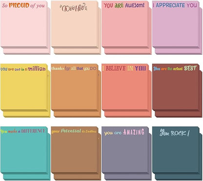 Yinder 24 Pcs Inspirational Sticky Notes with Lines Cute Motivational Sticky Notes Pad Employee Appreciation Gifts Bulk for Teacher Nurse Coworkers Office Supplies 3 x 3''(Vintage Style,Thank You)