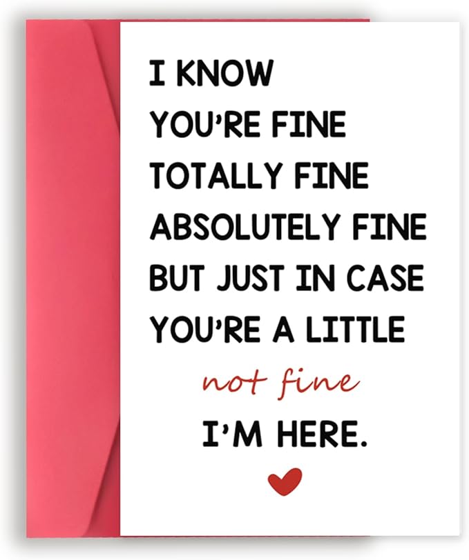 Funny Encouragement Greeting Cards for Women Men, Thinking of You Cards for Husband Wife, Get Well Soon Card, You’re Totally Fine I’m Here for You Card