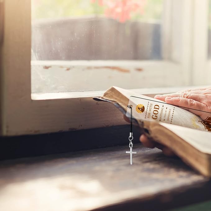 Zonon 10 Pcs Christian Bookmark Acrylic Bible Verses Bookmark with Cross Pendant Inspirational Catholic Bookmark for Woman Religious Christian Gift for Man Christmas Gifts School Office Supply