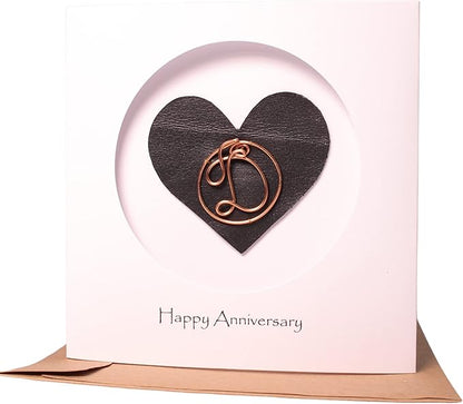 Personalized Initial Copper Card, Copper Initial, Anniversary Card for Her, Couple, Gift for Her (D)