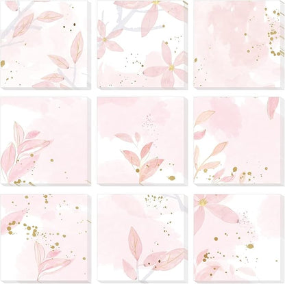 9 Pieces Boho Leaves Sticky Note Pads Adhesive Memo Notes Self-Stick Note Pads for Reminders, Study, Work, Office, School and Home, 9 Styles