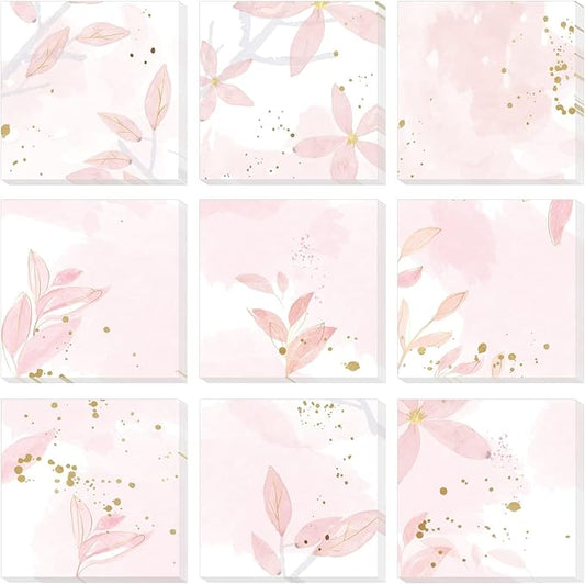 9 Pieces Boho Leaves Sticky Note Pads Adhesive Memo Notes Self-Stick Note Pads for Reminders, Study, Work, Office, School and Home, 9 Styles