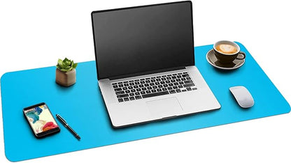 Boutilon Leather Desk Pad 30" x14",Non-Slip Mouse Pad,Office Desk Mat,Waterprooft PU Leather Desk Blotter,Desk Pad Protector,Desk Writing Pad for Home Office Decor(M-Aqua Blue)