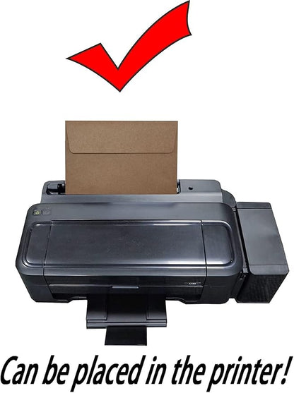 120 Qty Printable A2 Invitation Envelopes 4.375 x 5.75 Cards, Self Seal 120GSM Brown Paper Envelopes for Invitations, Papers, Photos, Documents, Wedding, Baby Shower, Easy to Seal and Peel