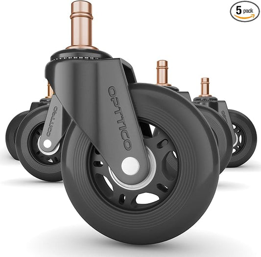 Office Chair Wheels | FIT IKEA Chairs ONLY| Soft 3" Computer Chair Caster Wheels Protect Your Hardwood Floors Better Than Any Office Chair Mat, Set of 5 Desk Chair Wheels, No Scratching or Marking.