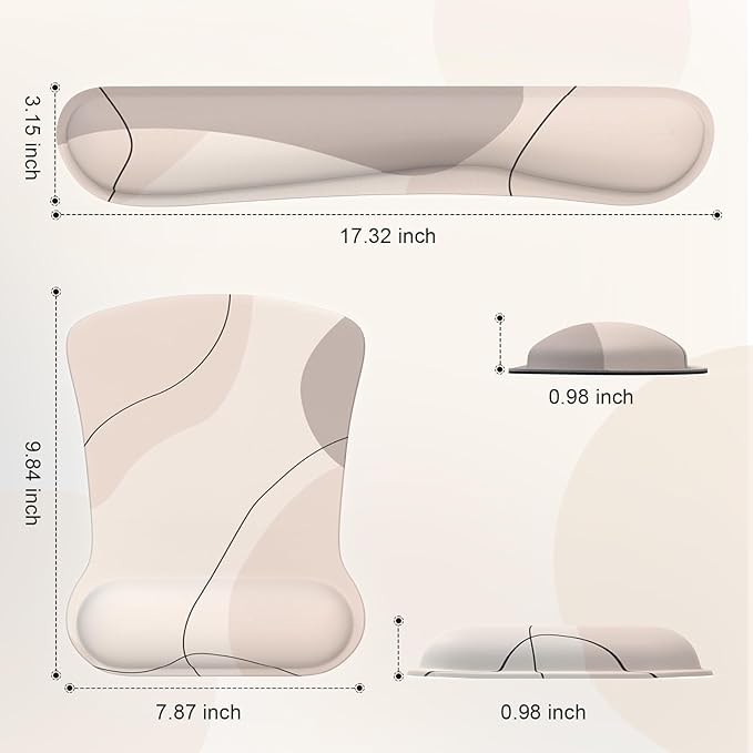 iCasso Mouse Pad with Wrist Rest, Keyboard Wrist Rest, Made of Memory Foam, Ergonomic Support, Easy Typing and Relieve Wrist Pain, Perfect for Gaming, Computer, Office, Laptop-Brown Art