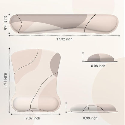 iCasso Mouse Pad with Wrist Rest, Keyboard Wrist Rest, Made of Memory Foam, Ergonomic Support, Easy Typing and Relieve Wrist Pain, Perfect for Gaming, Computer, Office, Laptop-Brown Art