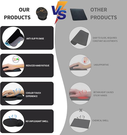 eulps Mouse Pad with Wrist Rest, Comfortable Computer Mousepad with Gel Wrist Support Smooth Surface and Non-Slip PU Base for Pain Relief, Laptop, Office & Home (Black Marble)