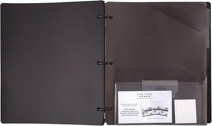 Five Star Flex Refillable Notebook + Study App, College Ruled Paper, 1 Inch TechLock Rings, Pockets, Tabs and Dividers, 200 Sheet Capacity, Black (29328AA2)