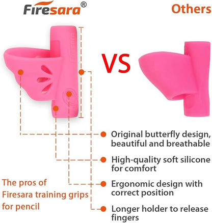 Firesara Left-Handed Training Grips, Original Breakthrough Assorted Writing Aid Grip for Kids Handwriting Special Needs Preschoolers Children Adult Lefties Assorted Colors (4PCS)
