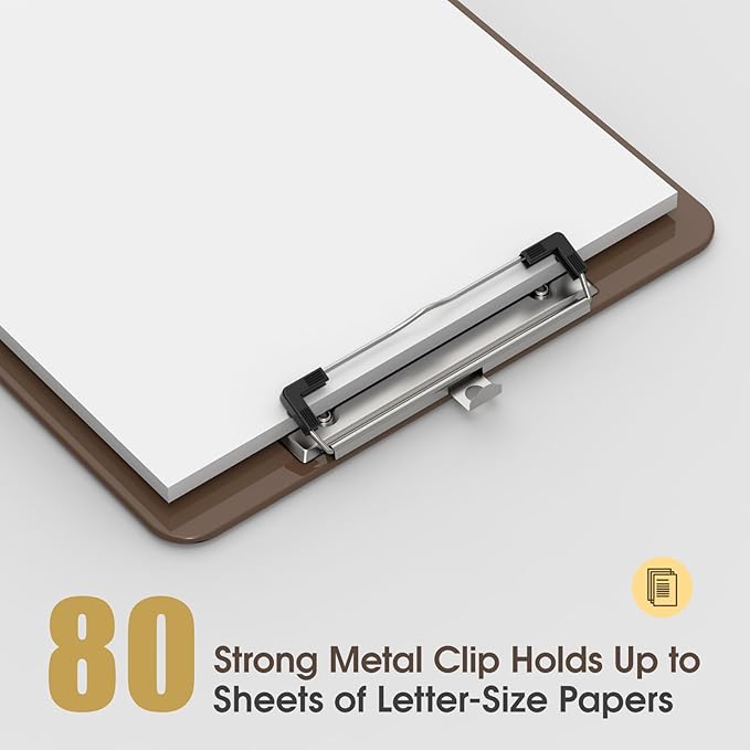 Plastic Clipboards 2 Pack, A4 Brown Clip Board 8.5x11 for Classroom, Students, Kid, Woman, Size 9" x 12.5" with Low Profile Clip, Office & School Supply