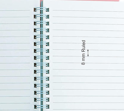 Yansanido Spiral Notebook, 4 Pcs 8.3 Inch x 5.9 Inch A5 Thick Plastic Hardcover 8mm Ruled 4 Color 80 Sheets -160 Pages Journals for Study and Notes (style 10-Wine Red,Brown,Green,ivory, A5)