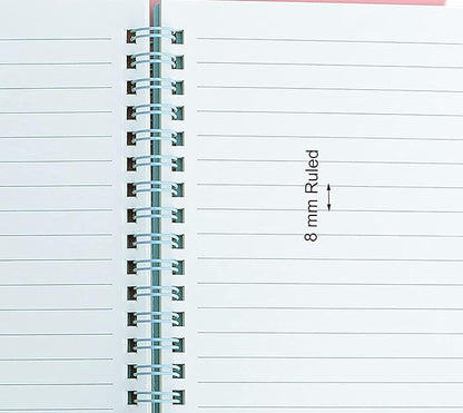 Yansanido Aesthetic Spiral Notebook, 4 Pcs A5 Thick Plastic Hardcover 8mm Ruled 4 Color 80 Sheets -160 Pages Journals for Study and Notes (Ruled-4pcs Wine Red,Black,Dark Green,Beige, A5)