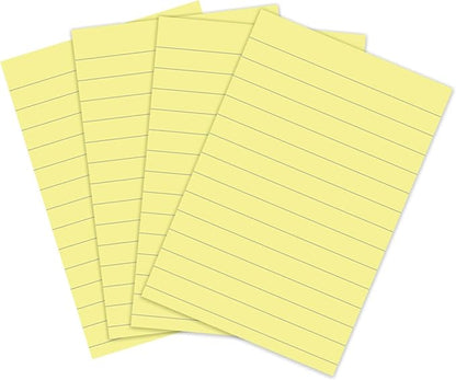 Post-it 100% Recycled Paper Super Sticky Notes, Canary Yellow, Lined, 4 in. x 6 in., 4 Sticky Note Pads, 45 Sheets per Pad, School Supplies and Office Products