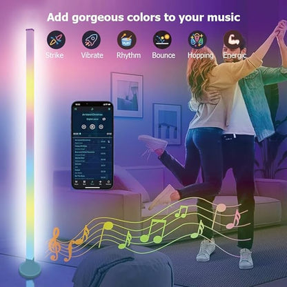 Corner Floor Lamp, 59" RGB+IC Dimmable White LED Floor Lamps, Smart Modern Corner Lamp with Remote, Tall Standing Lamp Bedroom Living Room Essentials, Music Sync for Game Room Decor