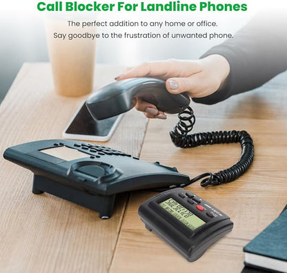 Call Blocker for Landline Phones, 4000 Groups Large Capacity Plug and Play LCD Display Home Phone Auto Call Block, Prevent Harassment Caller ID Box with Dual Plugs for Home Office