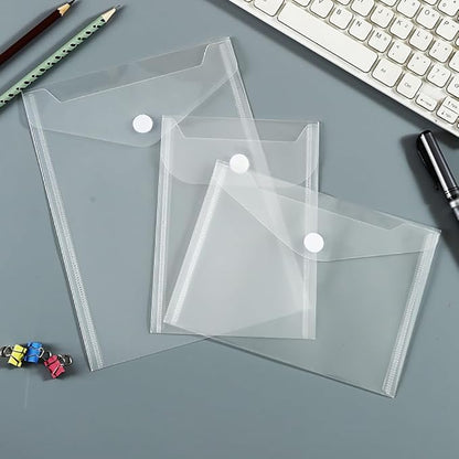 20 Pcs 5 x 7 Inches Small Plastic Envelopes Clear File Folder Pouches Waterproof Receipt Envelopes for Documents Stamp and Die Storage Pockets with Hook and Loop Closure