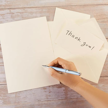 50 Pack Cream A6 Envelopes with Cards 4x6 Thick Folded Cardstock and Gold Stickers for Greeting Cards, Wedding, Birthday, Invitations, Baby Showers (Cream, 4x6)