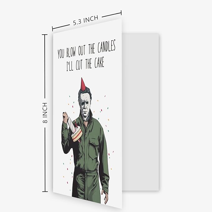 Ogeby Halloween Michael Myers Birthday Card Gifts, Horror Movie Killer Bday Card for Men Women, Creep Funny Bday Card for Him Her