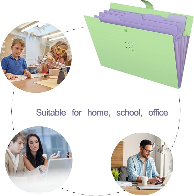 SKYDUE Letter A4 Paper Expanding File Folder Pockets Accordion Document Organizer (Green)