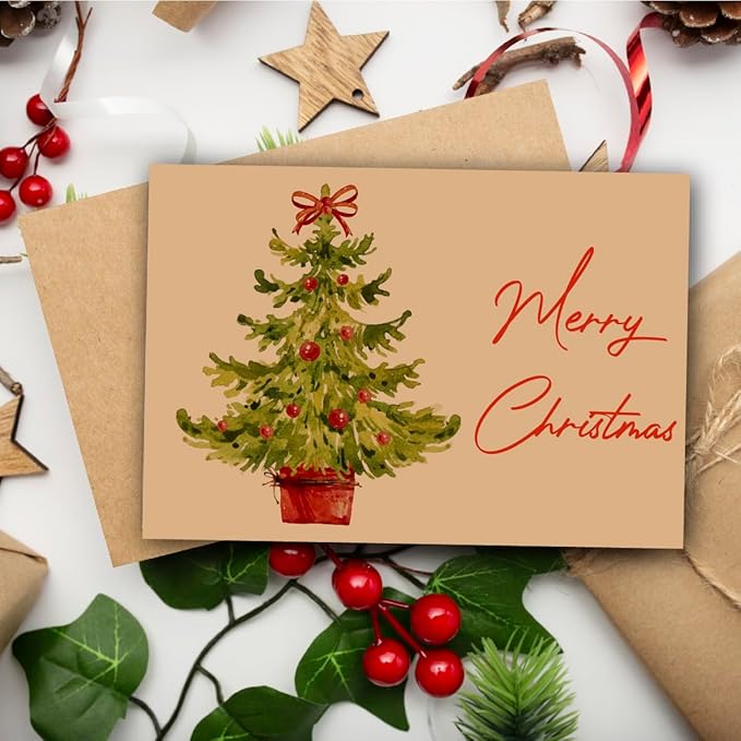 100 Packs Blank Greeting Cards and Envelopes, 4x6 Inch Kraft Blank Cards with Envelope Bulk for Cards Making Printing and Crafting, Stationery Cards with Envelopes for Christmas, Birthday