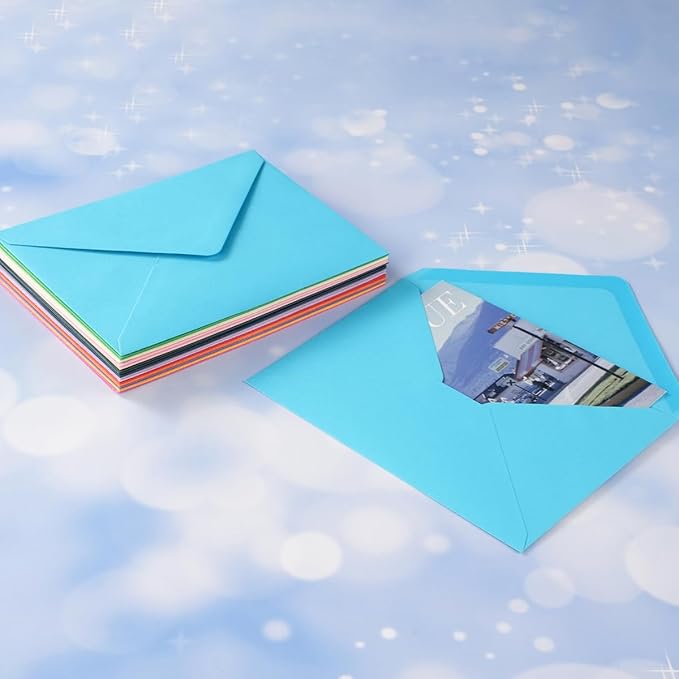 A7 Colorful Envelopes and Blank Cards 24 Pieces A7 Envelopes and 24 Pieces 5x7 Cream Color Flat Cards for Weddings, Invitations, Birthday, Baby Shower (Cream/Multicolor)