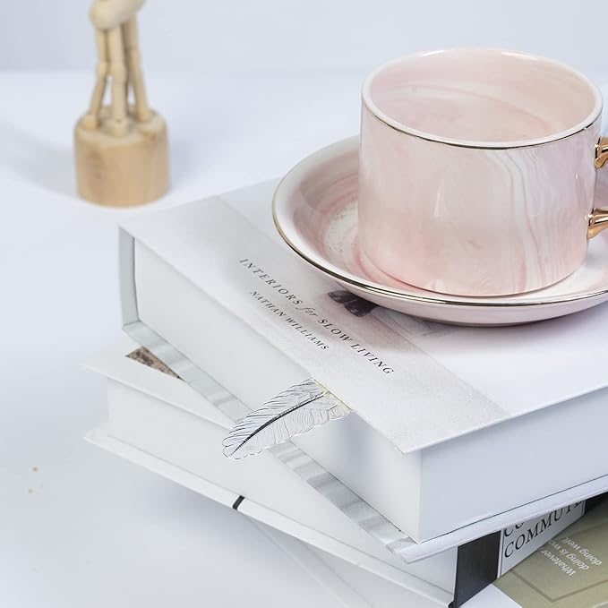 6pcs Different Color Vintage Feather Metal Bookmarks