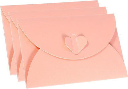 PATIKIL Gift Card Envelopes, 12 Pack Heart Shaped Clasp Small Gift Cards Holder Mini Envelope for Birthdays Weddings, Pink
