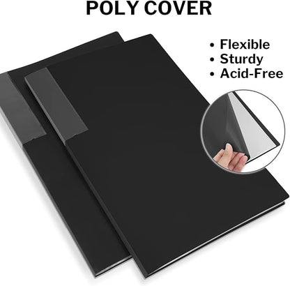 Dunwell 11x17 Portfolio Binder (Black), Presentation Binder with 24 Clear Plastic Sleeves, Large Art Portfolio Folder, Acid-Free Poly Cover and Sleeves