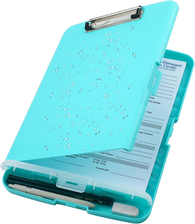 Clipboard with Storage, Large Capacity Nursing Clipboards with Low Profile Clip, Heavy Duty Plastic Storage Clipboard with Pen Holder, Side-Opening, Multifunctional Clipboard Case for Writing