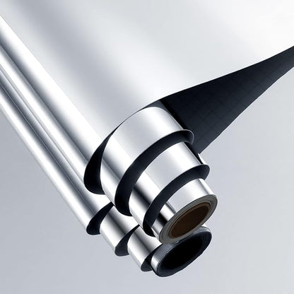 FunStick 24"x197" Large Flexible Self Adhesive Mirror Stickers for Walls Mirror Decor Stick on Mirror Contact Paper Peel and Stick Plastic Mirrors Tiles for Bathroom Gym Bedroom Wall Stickers Cabinets