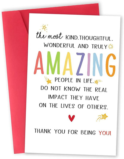 Cute Thank You Card for Best Friend Bestie, Appreciation Gifts for Teacher Boss Coworker Doctor, Sweet Friendship Card for Him Her, Thank You for Being You