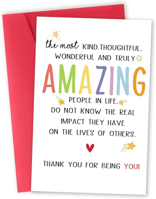 Cute Thank You Card for Best Friend Bestie, Appreciation Gifts for Teacher Boss Coworker Doctor, Sweet Friendship Card for Him Her, Thank You for Being You