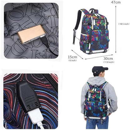 Soccer Superstar M-essi-10 Multifunctional Laptop Backpack Teenage Travel Backpack Fans Schoolbag (B)