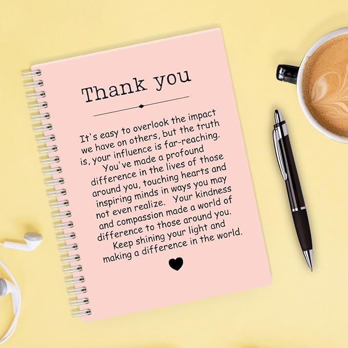 Thank You Pink Hardcover 160 Pages Spiral Notebooks, Funny Thank You Gifts for Women Men Coworkers Leader Mentor, Appreciation Gifts for Employees, Thanksgiving Gifts for Colleagues Leaders