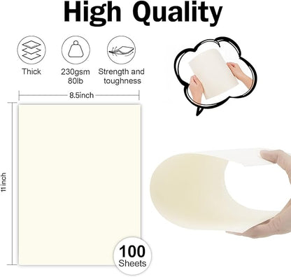 100 Sheets Cream Cardstock 8.5 x 11 Ivory Paper, Goefun Off White Card Stock Printer Paper for Cards Making, Office Printing, Certificate