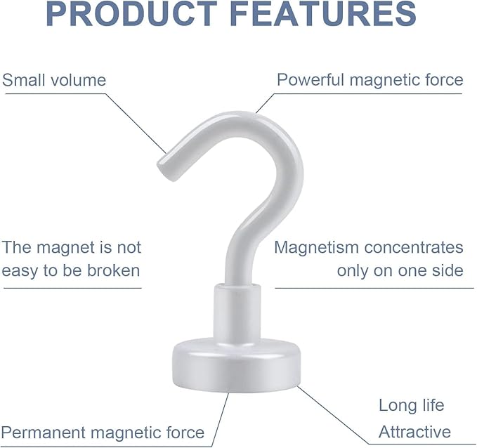 DIYMAG Magnetic Hooks, 25Lbs Strong Heavy Duty Cruise Magnet S-Hooks for Classroom, Fridge, Hanging, Cabins, Grill, Kitchen, Garage, Workplace and Office etc, (100 Pack-White)