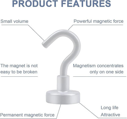 DIYMAG Magnetic Hooks, 30Lbs Strong Heavy Duty Cruise Magnet S-Hooks for Classroom, Fridge, Hanging, Cabins, Grill, Kitchen, Garage, Workplace and Office etc, (15 Pack-White)