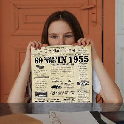 Large 69th Birthday Card Gifts for Women Men,Happy 69 Year Old Birthday Decorations Gifts Card for Husband Wife, Anniversary Wedding Gifts for Mom Dad,Back in 1955 Birthday Gift