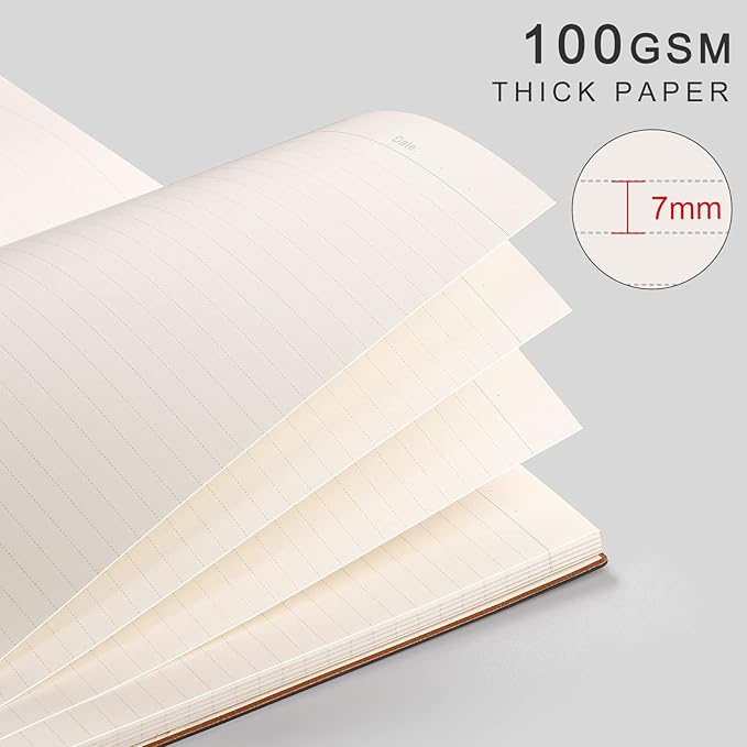 AHGXG College Ruled Notebook A4-320 Pages Large Journal 8.5''×11'', Thick Notebooks for Note Taking, 100gsm Thick Paper, Leather Softcover, for Women Men - LightBlue