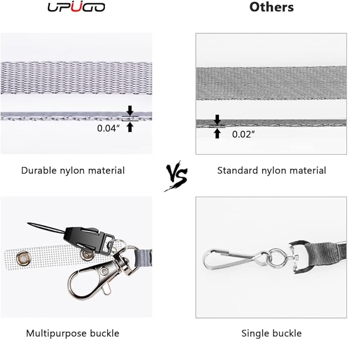 60 Pack Neck Lanyard with ID Badge Holder, Office Strap Bulk Lanyards, Stainless Metal Swivel Hook for Name Tag, Badge Holders, Keychains, Card, Grey